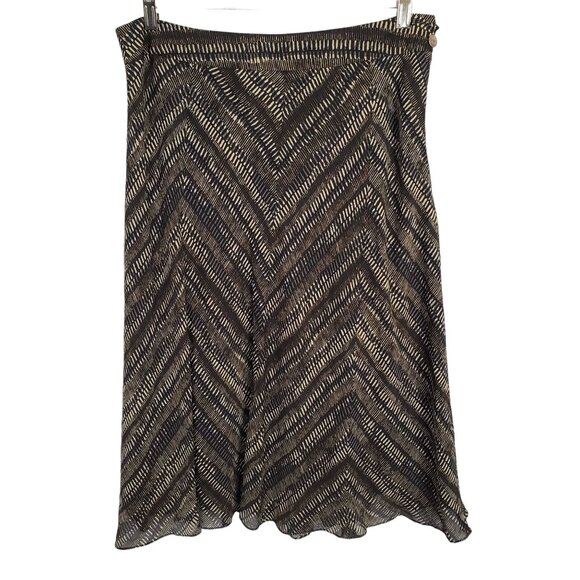 Jones New York Dresses & Skirts - JNY Sz 10 Skirt 100% Silk Georgette Semi Sheer Lined Midi Artsy Flowy Black Tan